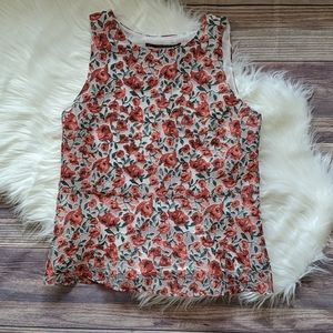 Zara basic crinkled floral sheer tank top